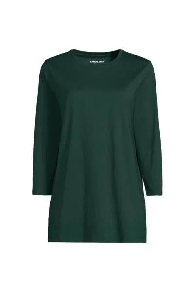 Lands' End Women's Plus Size 3/4 Sleeve Cotton Supima Tunic In Green