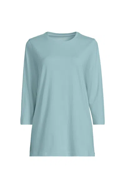 Lands' End Women's Plus Size 3/4 Sleeve Cotton Supima Tunic In Green