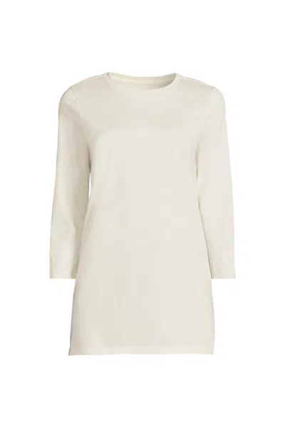 Lands' End Women's Plus Size 3/4 Sleeve Cotton Supima Tunic In Ivory