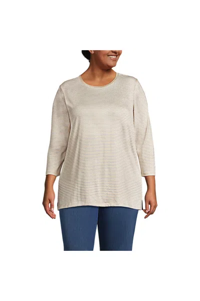 Lands' End Women's Plus Size 3/4 Sleeve Cotton Supima Tunic In Ivory