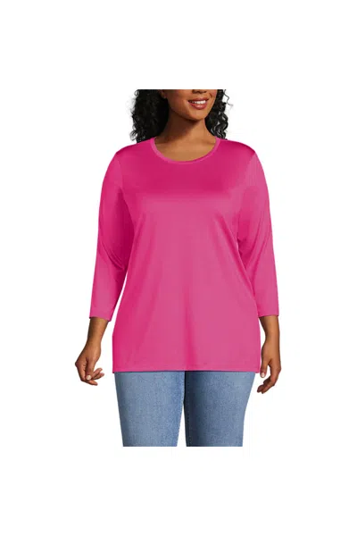Lands' End Women's Plus Size 3/4 Sleeve Cotton Supima Tunic In Pink