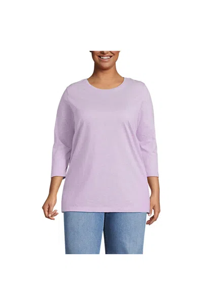 Lands' End Women's Plus Size 3/4 Sleeve Cotton Supima Tunic In Purple