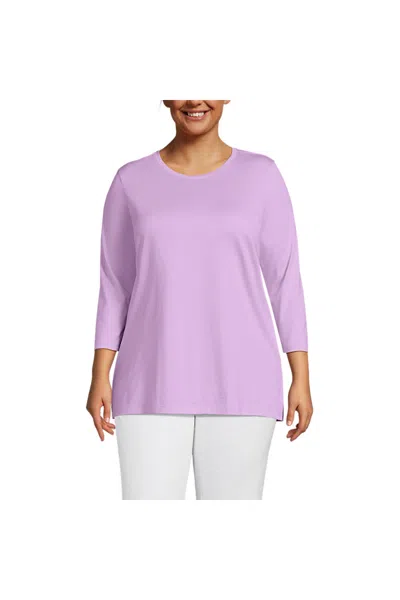 Lands' End Women's Plus Size 3/4 Sleeve Cotton Supima Tunic In Purple
