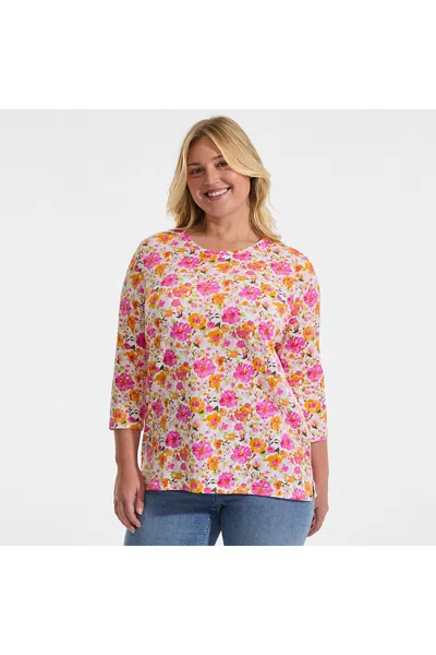 Lands' End Women's Plus Size 3/4 Sleeve Cotton Supima Tunic In Multi