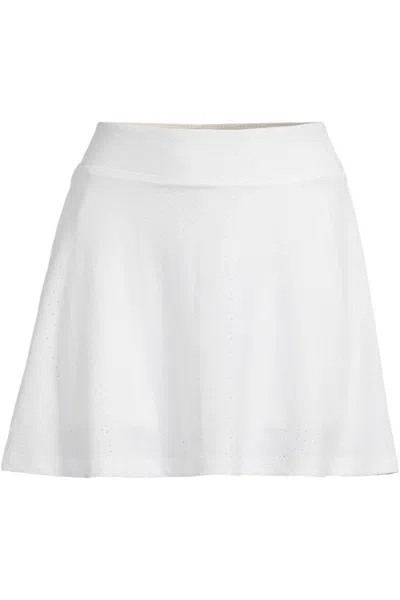 Lands' End Women's Plus Size Active Eyelet Skater Skorts In White