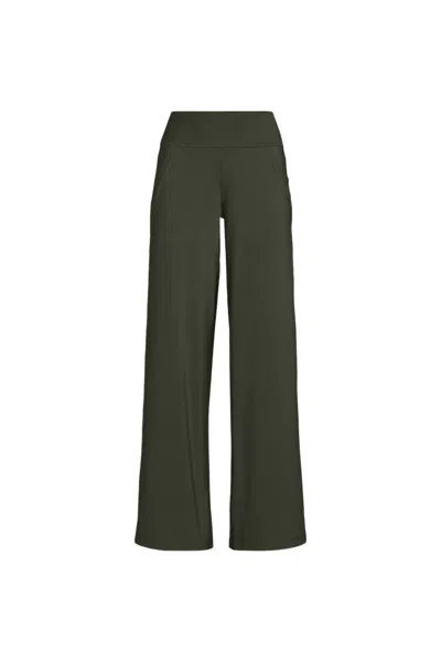 Lands' End Women's Plus Size Active Hi Impact High Rise Wide Leg Pants In Green