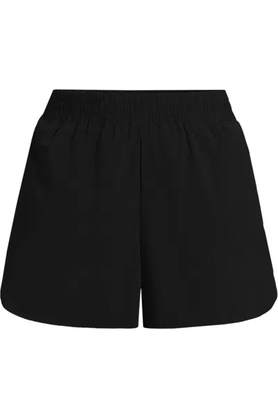 Lands' End Women's Plus Size Active Woven 4" Shorts With Brief In Black