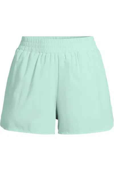 Lands' End Women's Plus Size Active Woven 4" Shorts With Brief In Green