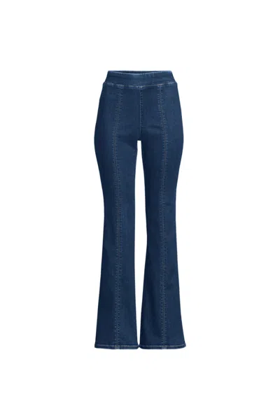 Lands' End Women's Plus Size Adaptive Lycra High Rise Pull On Flare Jeans In Blue