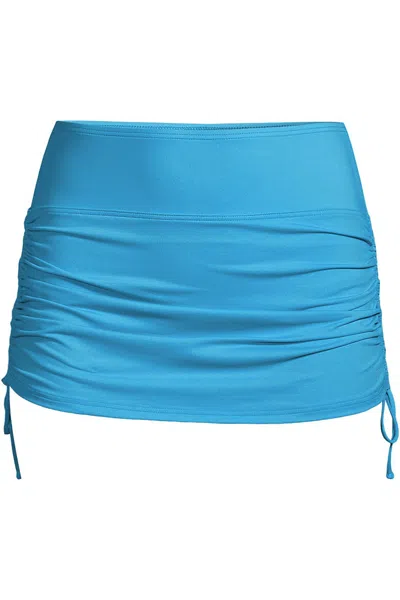 Lands' End Women's Plus Size Adjustable Swim Skirt In Blue