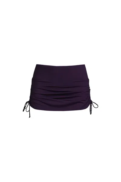 Lands' End Women's Plus Size Adjustable Swim Skirt In Purple