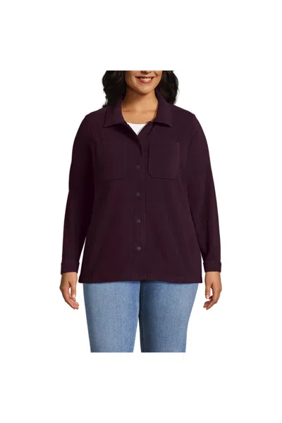 Lands' End Women's Plus Size Anyweather Fleece Shirt Jacket In Purple