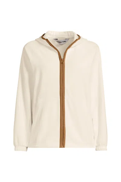 Lands' End Women's Plus Size Anyweather Raindefense Fleece Full Zip Jacket In Neutral