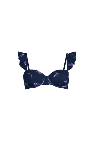 Lands' End Women's Plus Size Balconnette Underwire Bikini Top In Blue