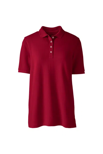 Lands' End Women's Plus Size Banded Short Sleeve Mesh Polo In Red