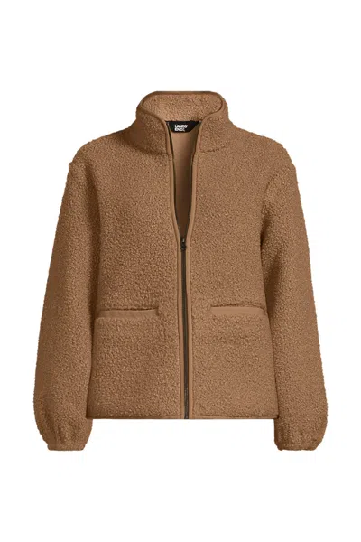 Lands' End Women's Plus Size Boucle Fleece Jacket In White
