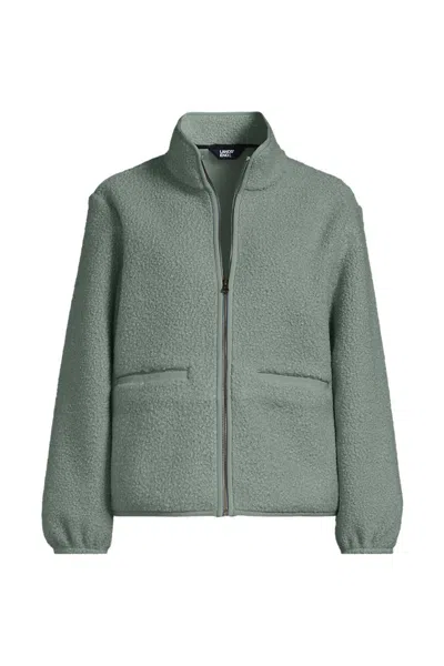 Lands' End Women's Plus Size Boucle Fleece Jacket In Green