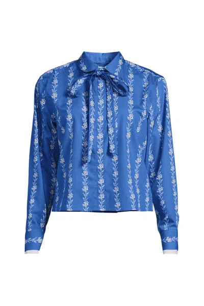 Lands' End Easy Care Shirt With Removable Bow In Animal Print