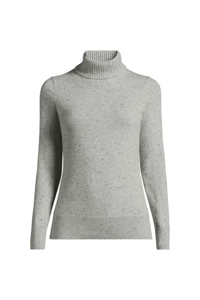 Lands' End Women's Plus Size Cashmere Turtleneck Sweater In Gray