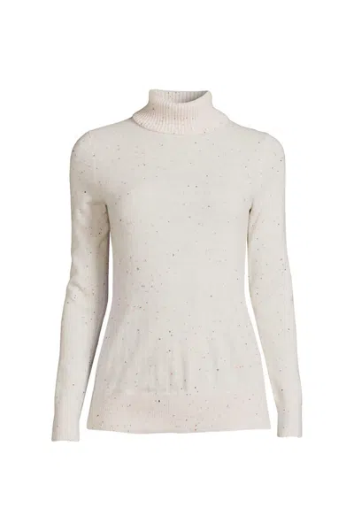 Lands' End Women's Plus Size Cashmere Turtleneck Sweater In Ivory