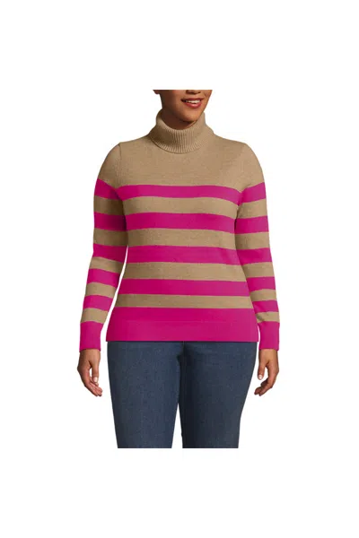 Lands' End Women's Plus Size Cashmere Turtleneck Sweater In Multi