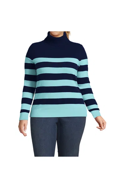 Lands' End Women's Plus Size Cashmere Turtleneck Sweater In Multi