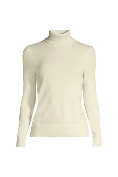 Lands' End Women's Plus Size Cashmere Turtleneck Sweater In White