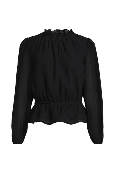 Lands' End Women's Plus Size Chiffon Peplum Top In Black