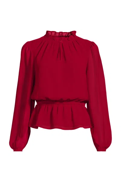 Lands' End Women's Plus Size Chiffon Peplum Top In Red