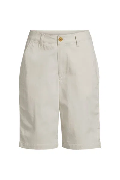 Lands' End Women's Plus Size Chino Fixed Waistband 12" Shorts In White