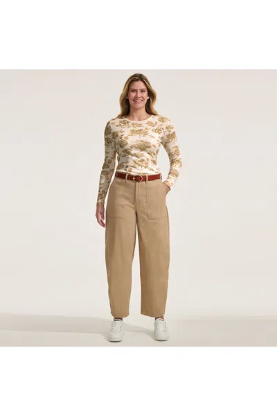 Lands' End Women's Plus Size Chino High Rise Barrel Leg Utility Ankle Pants In Brown