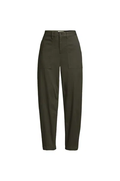 Lands' End Women's Plus Size Chino High Rise Barrel Leg Utility Ankle Pants In Green