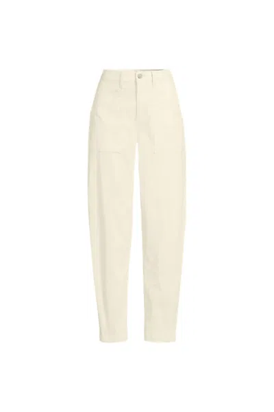 Lands' End Women's Plus Size Chino High Rise Barrel Leg Utility Ankle Pants In White
