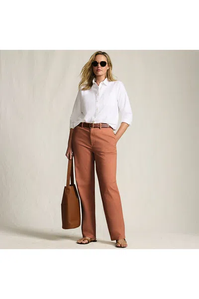 Lands' End Women's Plus Size Chino High Rise Rail Straight Leg Pants In Brown