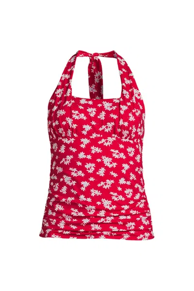 Lands' End Women's Plus Size Chlorine Resistant Square Neck Halter Tankini Swimsuit Top In Multi