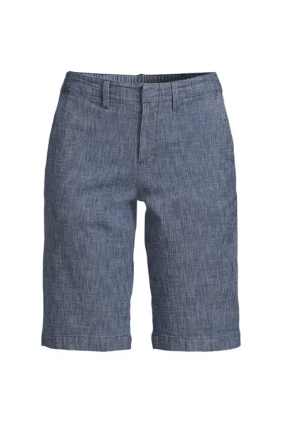 Lands' End Women's Plus Size Classic 12" Chambray Shorts In Blue