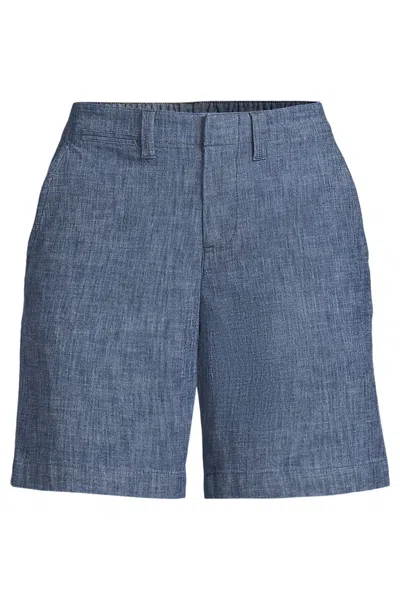 Lands' End Women's Plus Size Classic 7" Shorts In Blue