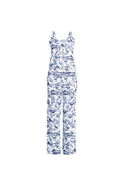 Lands' End Women's Plus Size Cooling 2 Piece Pajama Set - Flowy Tank And Pants In White