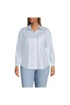 Lands' End Cooling Button Front Shirt In Blue