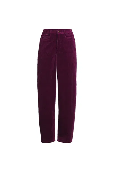 Lands' End Women's Plus Size Corduroy High Rise Barrel Leg Ankle Pants In Purple