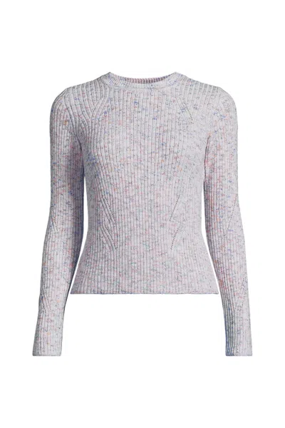 Lands' End Women's Plus Size Cotton Blend Marl Ribbed Crew Neck Sweater In Gray