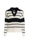 Lands' End Plus Size Cotton Boucle Johnny Collar Shaker Pullover In White