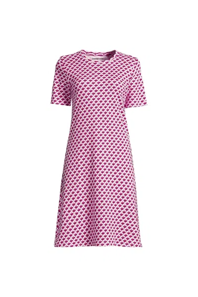 Lands' End Women's Plus Size Cotton Interlock Short Sleeve Knee Length Gown In Ivory