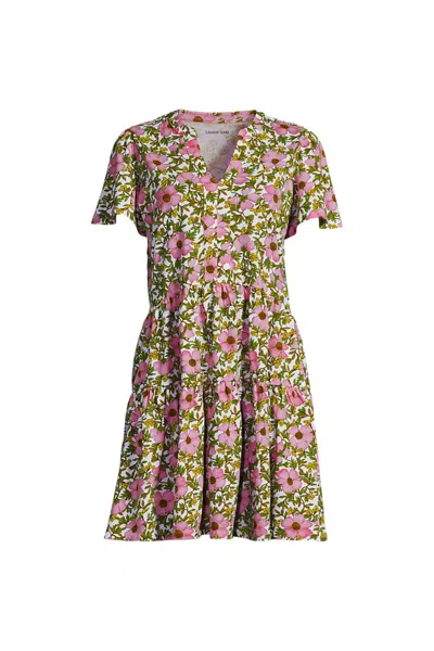 Lands' End Women's Plus Size Cotton Jersey Tiered Mini Dress In Multi