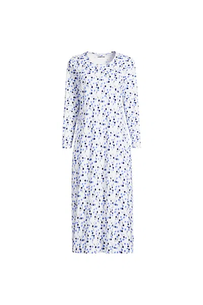 Lands' End Women's Plus Size Cotton Long Sleeve Midcalf Nightgown In Multi