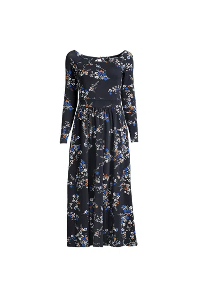 Lands' End Cotton Modal Off Shoulder Midi Dress In Black