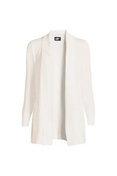 Lands' End Women's Plus Size Cotton Modal Shawl Collar Cardigan Sweater In White