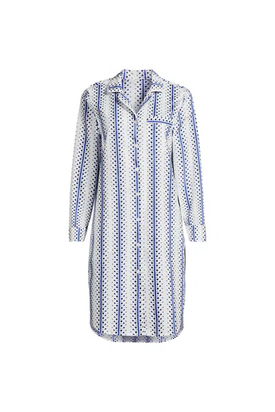 Lands' End Women's Plus Size Cotton Poplin Long Sleeve Sleepshirt Nightgown In White
