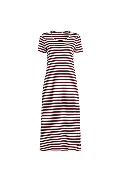 Lands' End Women's Plus Size Cotton Short Sleeve Midcalf Nightgown In Multi