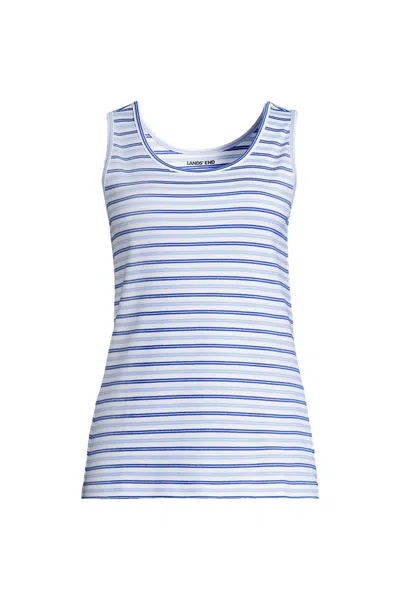 Lands' End Women's Plus Size Cotton Tank Top In Blue